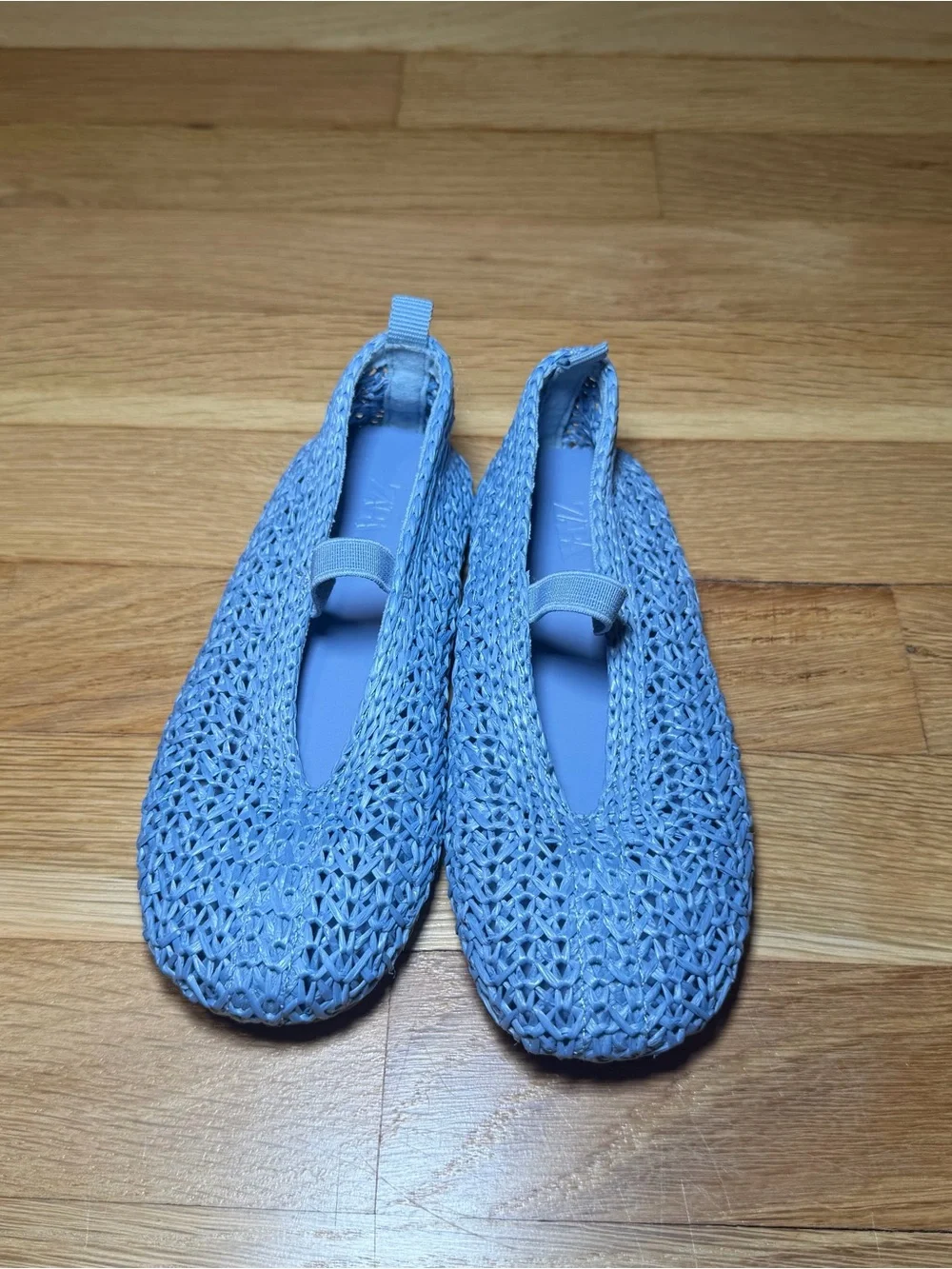 Zara Kids Blue Woven Ballet Flats Mary Jane – Size 27 – Brand New
